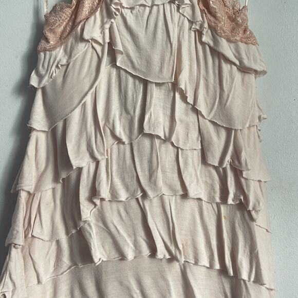 Vintage 90’s Y2K Free People tiered ruffle lace racerback tank top sz S - Picture 4 of 8